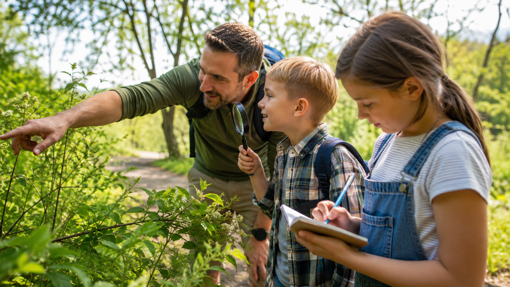 A homeschool family learning together